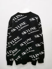 ALLOVER SKYLINE LOGO CREWNECK SWEATER IN BLACK