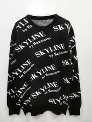ALLOVER SKYLINE LOGO CREWNECK SWEATER IN BLACK