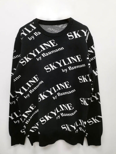 ALLOVER SKYLINE LOGO CREWNECK SWEATER IN BLACK