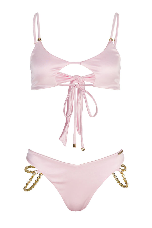 ROSE SATIN LUXURY BIKINI SET DESIGNED IN SWITZERLAND