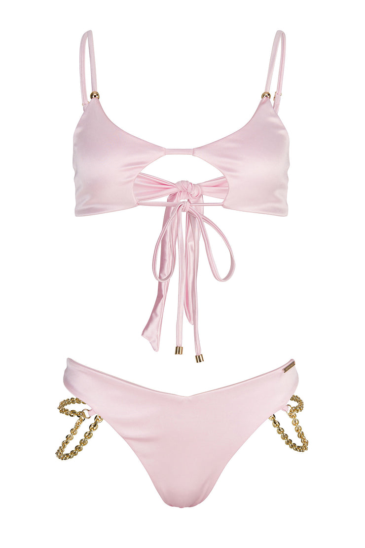ROSE SATIN LUXURY BIKINI SET DESIGNED IN SWITZERLAND