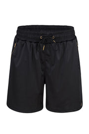 BLACK SATIN SHORTS DESIGNER GQSTYLE  LUXURY BRAND SWISS