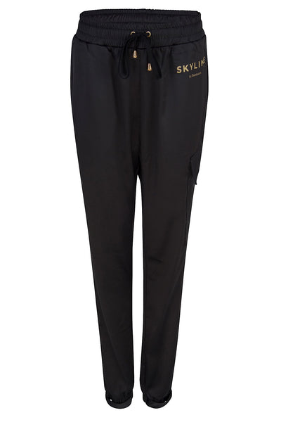 Black Unisex Satin Logo Pants