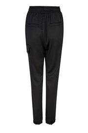 Black Unisex Satin Logo Pants