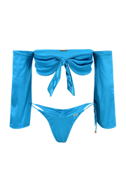 teal satin bikini designer swimwear 