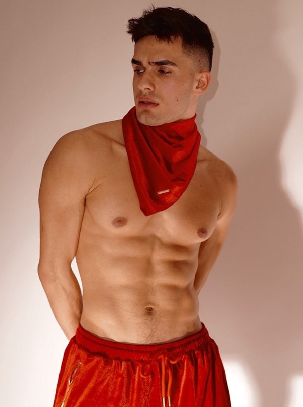 RED VELVET BANDANA MATCHING DESIGNER SWISS GQSTYLE
