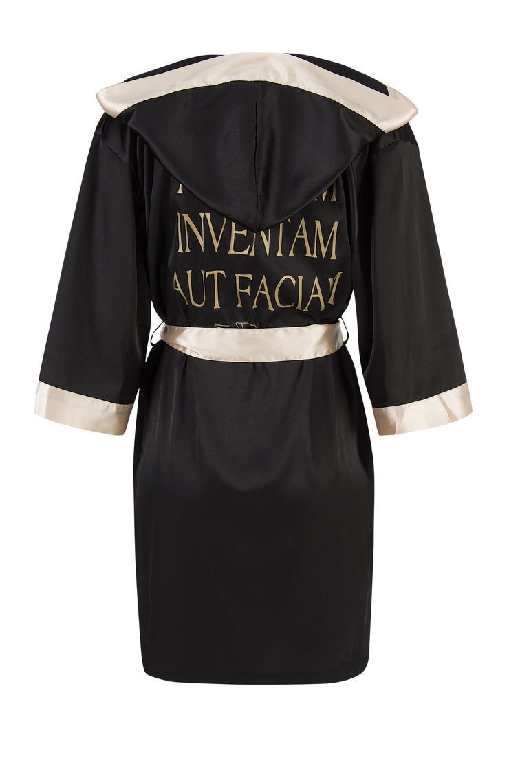 Black Golden Satin Robe Womens