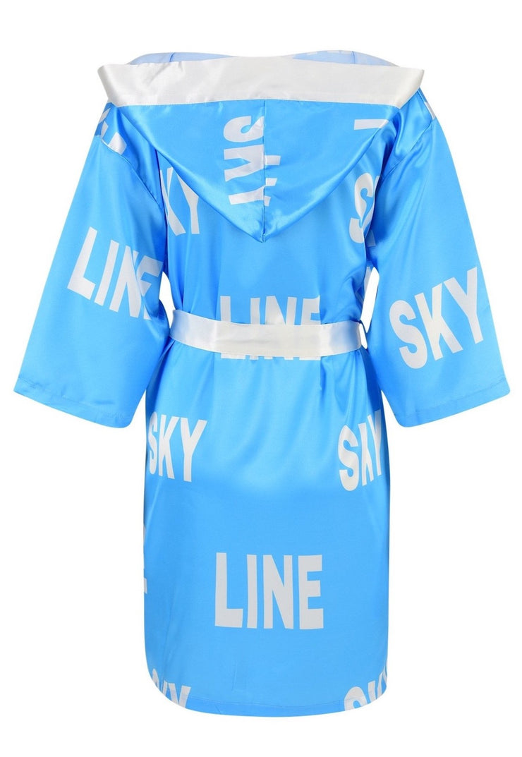 white blue logo robe satin silk skyline by baumann